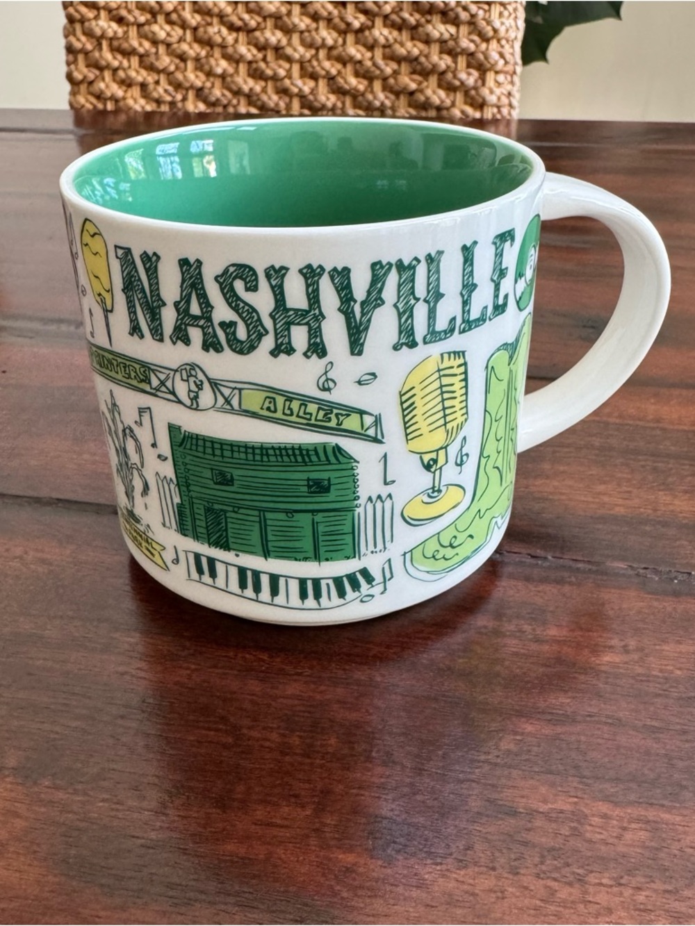 Starbucks Nashville Ceramic Mug in Green and White